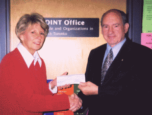 Lynn Stellini, POINT Board and Don Cassidy, Director of Community Services, Rotary Club of Toronto-Forest Hill