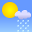 Few clouds, low drifting snow